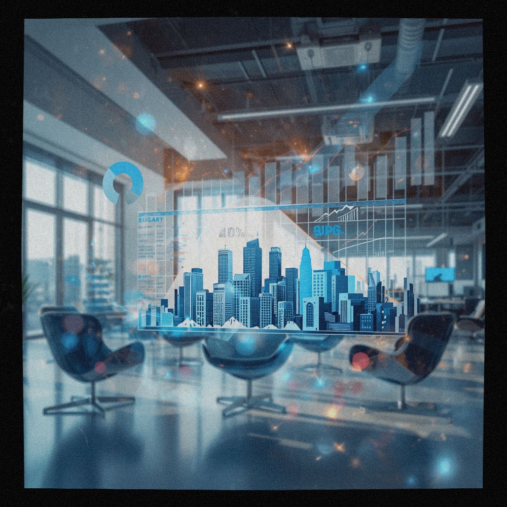 Image of a board room showing calgary seo charts over the chairs