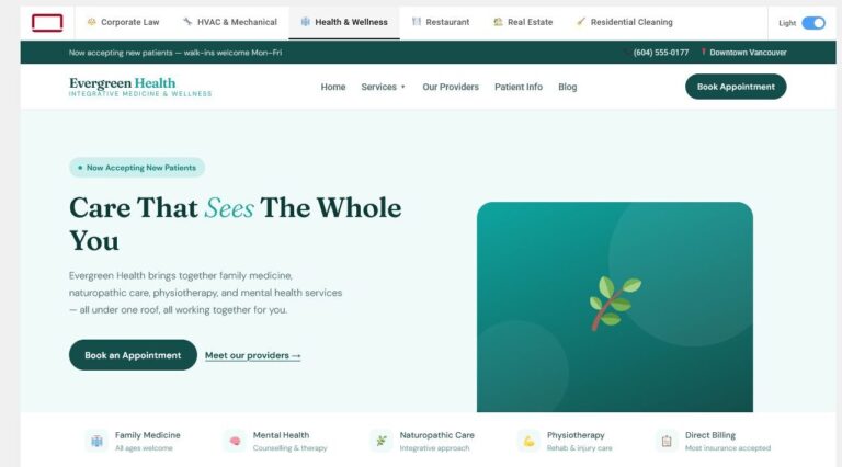 Health and Wellness Website Sample