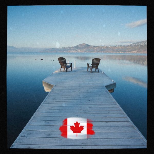KzS digital marketing. image of 2 chairs sitting on a long wooden deck over the Okanagan lake